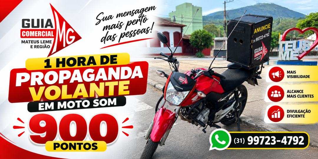 1h de Propaganda Volante em Moto Som