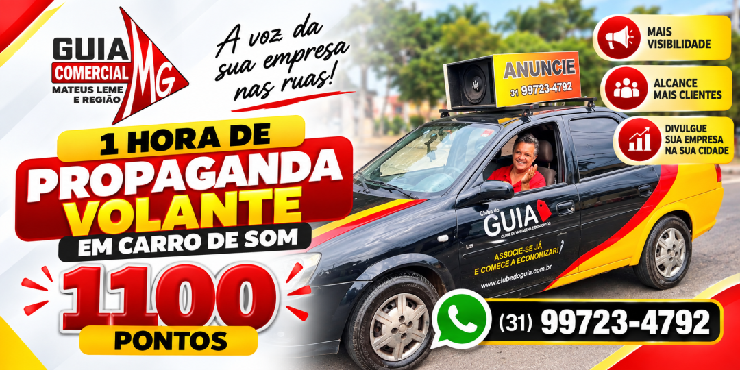 1h de Propaganda Volante em Carro de Som